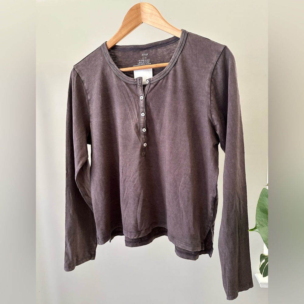 NWT Aerie 100% Cotton Washed Charcoal Top